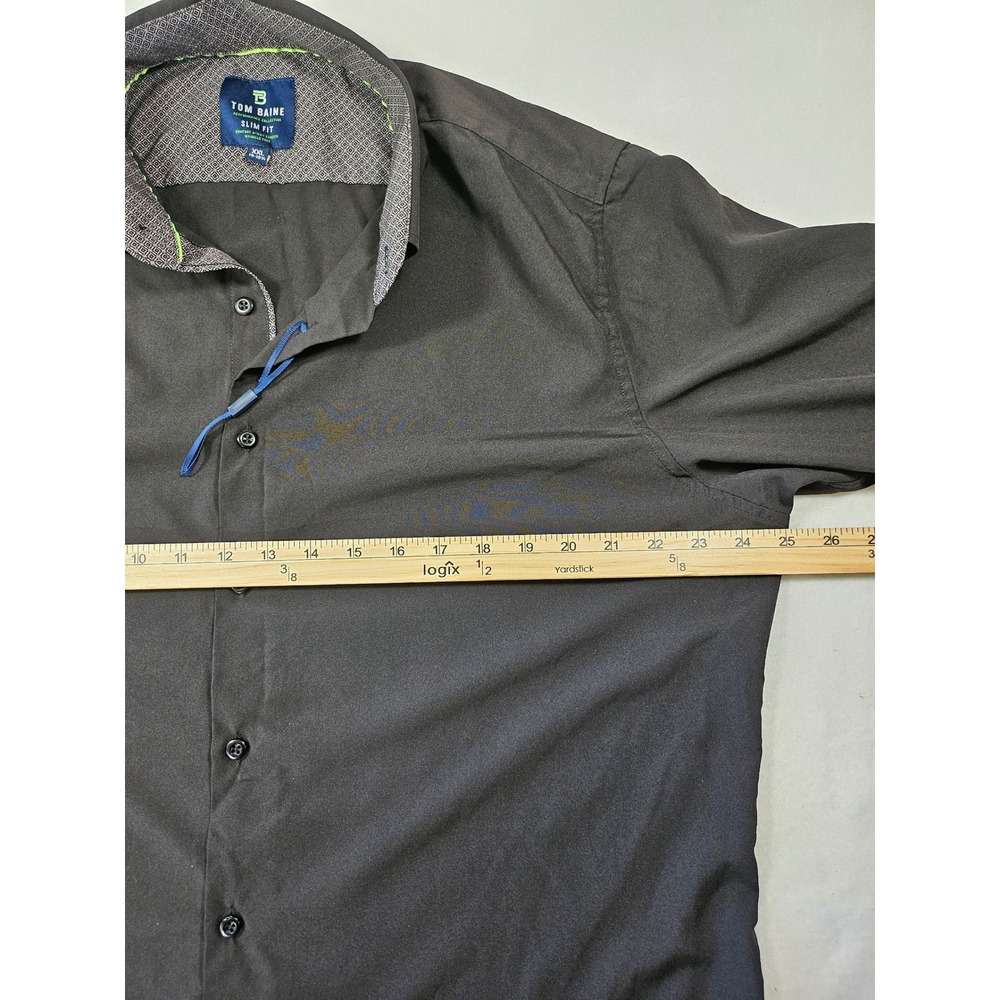 Tom Baine‎ Performance Slim Fit Shirt Black 4-Way Stretch Wrinkle Free XXL NWOT - Picture 5 of 11
